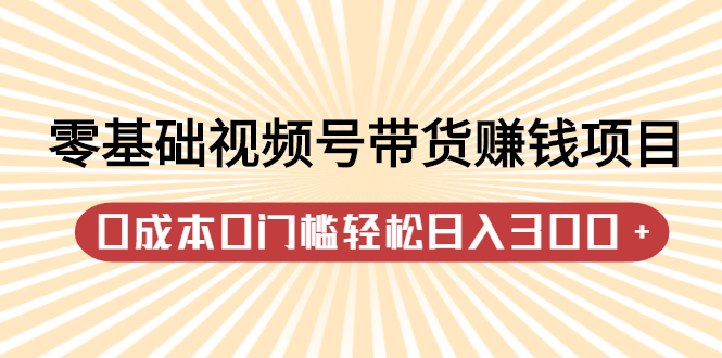 零基础视频号带货赚钱项目，0成本0门槛轻松日入300+【视频教程】即刻搞钱-网创项目资源站-副业项目-创业项目-搞钱项目即刻搞钱