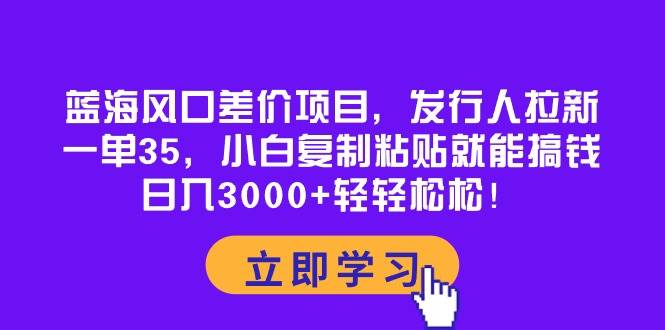 蓝海风口差价项目，发行人拉新，一单35，小白复制粘贴就能搞钱！日入3000+轻轻松松即刻搞钱-网创项目资源站-副业项目-创业项目-搞钱项目即刻搞钱