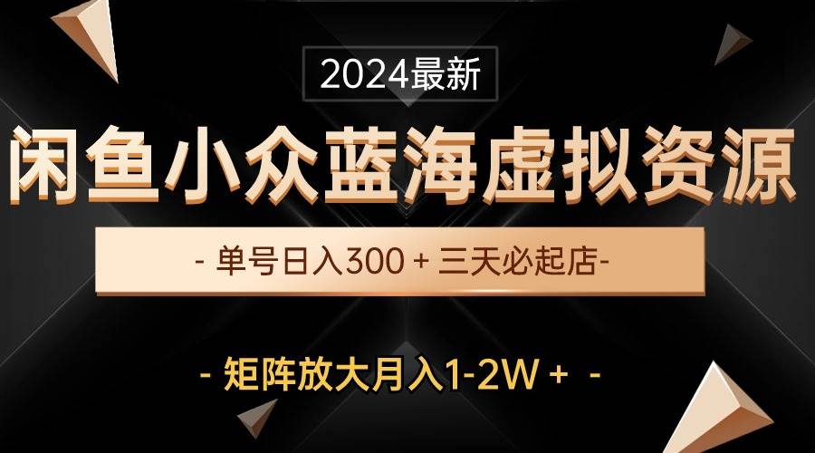 最新闲鱼小众蓝海虚拟资源，单号日入300＋，三天必起店，矩阵放大月入1-2W即刻搞钱-网创项目资源站-副业项目-创业项目-搞钱项目即刻搞钱