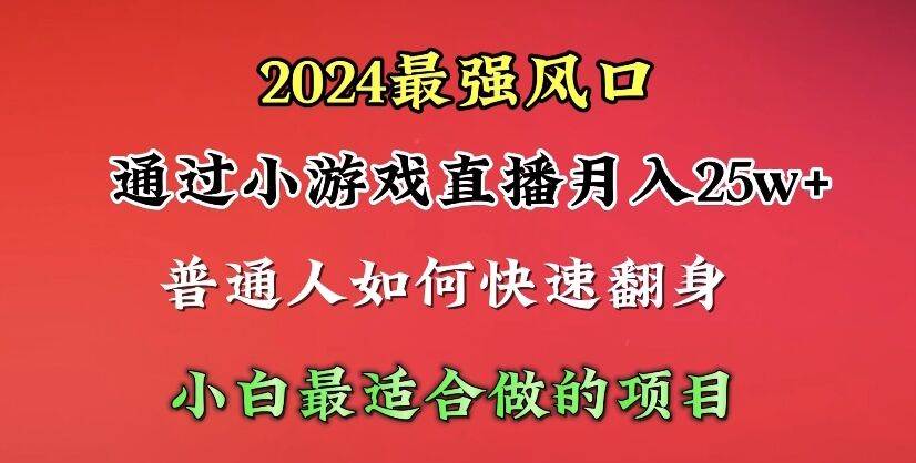 2024年最强风口，通过小游戏直播月入25w+单日收益5000+小白最适合做的项目即刻搞钱-网创项目资源站-副业项目-创业项目-搞钱项目即刻搞钱