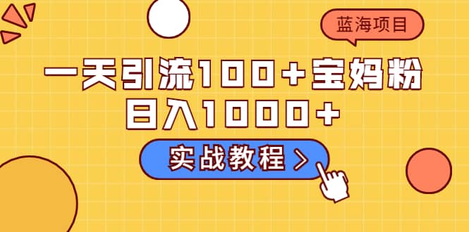 一天引流100+宝妈粉，日入1000+的蓝海项目（实战教程）即刻搞钱-网创项目资源站-副业项目-创业项目-搞钱项目即刻搞钱
