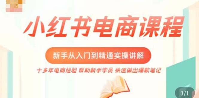 小红书电商新手入门到精通实操课，从入门到精通做爆款笔记，开店运营即刻搞钱-网创项目资源站-副业项目-创业项目-搞钱项目即刻搞钱