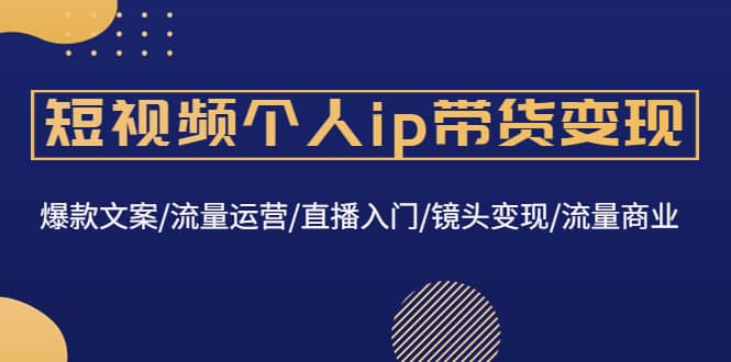 短视频个人ip带货变现：爆款文案/流量运营/直播入门/镜头变现/流量商业即刻搞钱-网创项目资源站-副业项目-创业项目-搞钱项目即刻搞钱