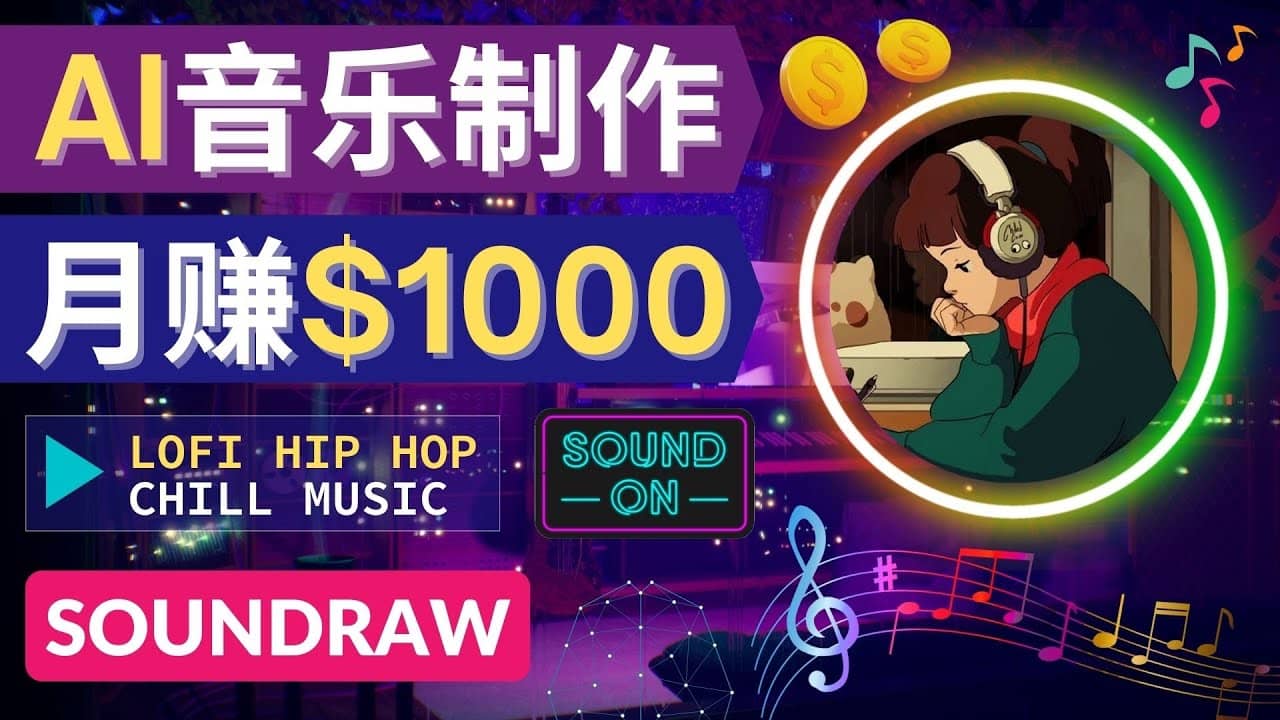 无需任何音乐基础： 使用AI软件制作Lofi Hip Hop Chill Music 月赚1000美元即刻搞钱-网创项目资源站-副业项目-创业项目-搞钱项目即刻搞钱