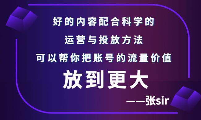 张sir账号流量增长课，告别海王流量，让你的流量更精准即刻搞钱-网创项目资源站-副业项目-创业项目-搞钱项目即刻搞钱