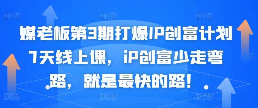媒老板第3期打爆IP创富计划7天线上课，iP创富少走弯路，就是最快的路！即刻搞钱-网创项目资源站-副业项目-创业项目-搞钱项目即刻搞钱