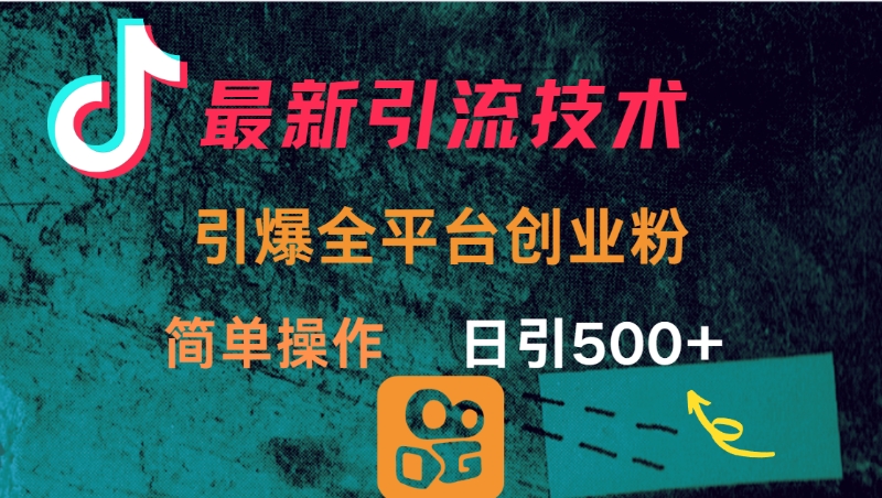 最新引流方法，引爆全平台创业粉操作简单，日引300＋即刻搞钱-网创项目资源站-副业项目-创业项目-搞钱项目即刻搞钱
