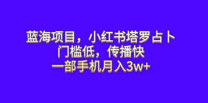 蓝海项目，小红书塔罗占卜，门槛低，传播快，一部手机月入3w+即刻搞钱-网创项目资源站-副业项目-创业项目-搞钱项目即刻搞钱