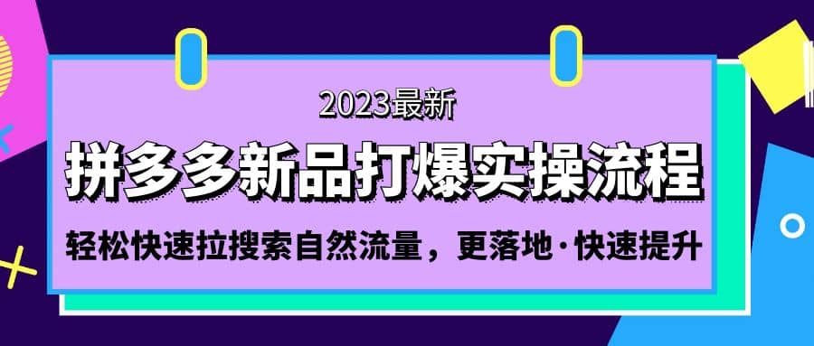 拼多多-新品打爆实操流程：轻松快速拉搜索自然流量，更落地·快速提升即刻搞钱-网创项目资源站-副业项目-创业项目-搞钱项目即刻搞钱