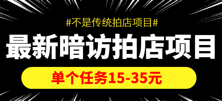 【信息差项目】最新暗访拍店项目，单个任务15-35元（不是传统拍店项目）即刻搞钱-网创项目资源站-副业项目-创业项目-搞钱项目即刻搞钱
