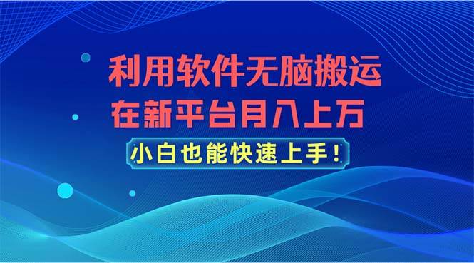 利用软件无脑搬运，在新平台月入上万，小白也能快速上手即刻搞钱-网创项目资源站-副业项目-创业项目-搞钱项目即刻搞钱