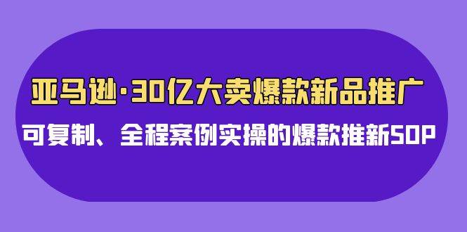 亚马逊30亿·大卖爆款新品推广，可复制、全程案例实操的爆款推新SOP即刻搞钱-网创项目资源站-副业项目-创业项目-搞钱项目即刻搞钱