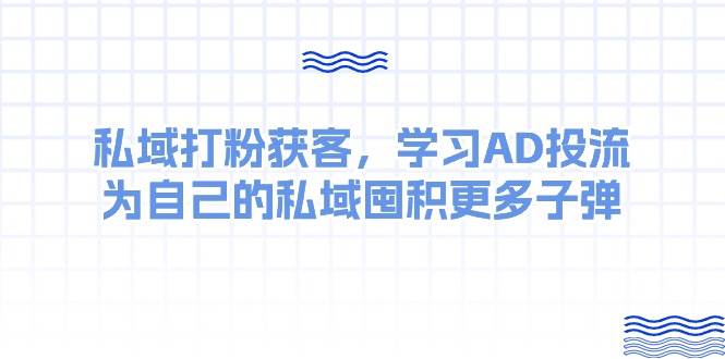 某收费课：私域打粉获客，学习AD投流，为自己的私域囤积更多子弹即刻搞钱-网创项目资源站-副业项目-创业项目-搞钱项目即刻搞钱