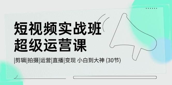 短视频实战班-超级运营课，|剪辑|拍摄|运营|直播|变现 小白到大神 (30节)即刻搞钱-网创项目资源站-副业项目-创业项目-搞钱项目即刻搞钱