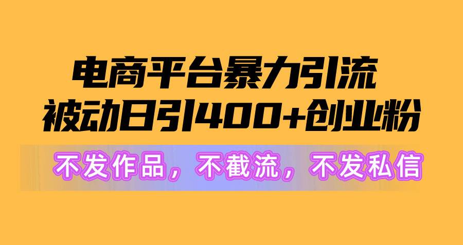 电商平台暴力引流,被动日引400+创业粉不发作品，不截流，不发私信即刻搞钱-网创项目资源站-副业项目-创业项目-搞钱项目即刻搞钱