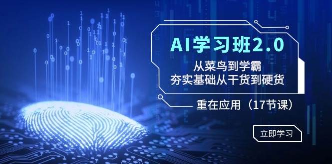 AI学习班2.0：从菜鸟到学霸，夯实基础从干货到硬货，重在应用（17节课）即刻搞钱-网创项目资源站-副业项目-创业项目-搞钱项目即刻搞钱