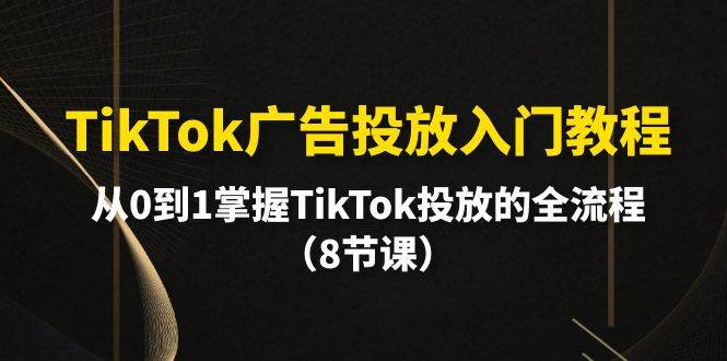 TikTok广告投放入门教程，从0到1掌握TikTok投放的全流程（8节课）即刻搞钱-网创项目资源站-副业项目-创业项目-搞钱项目即刻搞钱