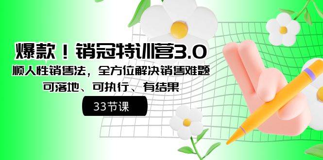 爆款！销冠特训营3.0之顺人性销售法，全方位解决销售难题、可落地、可执行、有结果即刻搞钱-网创项目资源站-副业项目-创业项目-搞钱项目即刻搞钱