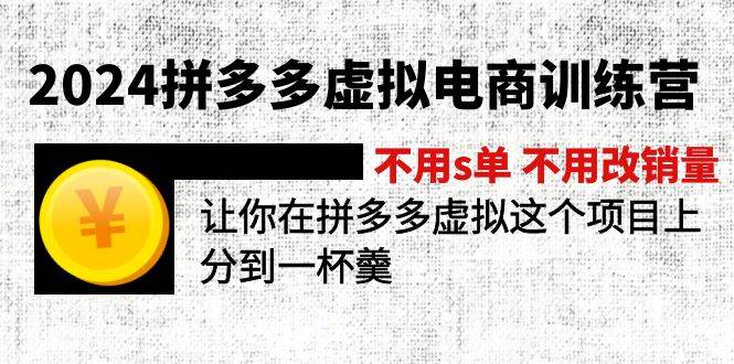 2024拼多多虚拟电商训练营 不s单 不改销量  做虚拟项目分一杯羹(更新10节)即刻搞钱-网创项目资源站-副业项目-创业项目-搞钱项目即刻搞钱