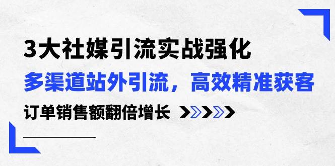 3大社媒引流实操强化，多渠道站外引流/高效精准获客/订单销售额翻倍增长即刻搞钱-网创项目资源站-副业项目-创业项目-搞钱项目即刻搞钱