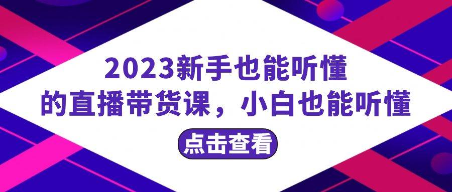 2023新手也能听懂的直播带货课，小白也能听懂，20节完整即刻搞钱-网创项目资源站-副业项目-创业项目-搞钱项目即刻搞钱