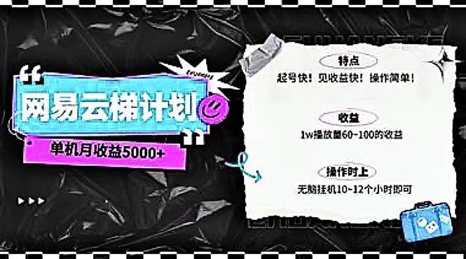 2024网易云云梯计划 单机日300+ 无脑月入5000+即刻搞钱-网创项目资源站-副业项目-创业项目-搞钱项目即刻搞钱