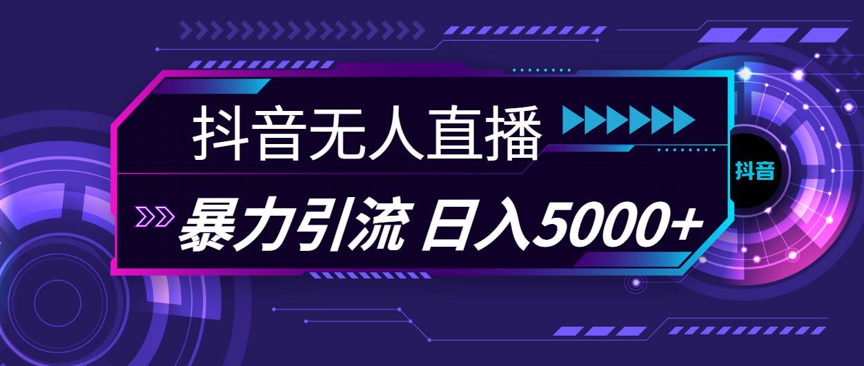 抖音无人直播，暴利引流，日入5000+即刻搞钱-网创项目资源站-副业项目-创业项目-搞钱项目即刻搞钱