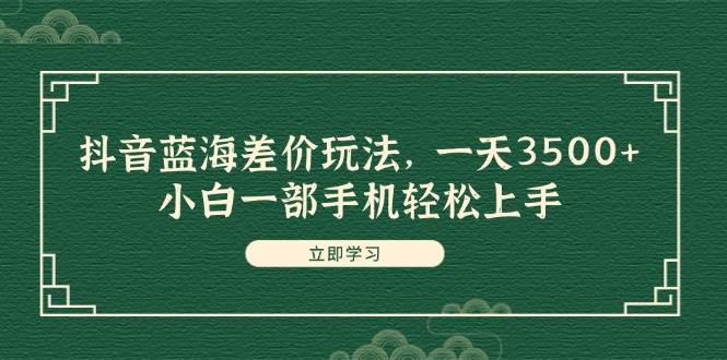 抖音蓝海差价玩法，一天3500+，小白一部手机轻松上手即刻搞钱-网创项目资源站-副业项目-创业项目-搞钱项目即刻搞钱
