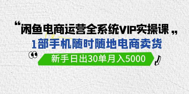 闲鱼电商运营全系统VIP实战课，1部手机随时随地卖货，新手日出30单月入5000即刻搞钱-网创项目资源站-副业项目-创业项目-搞钱项目即刻搞钱