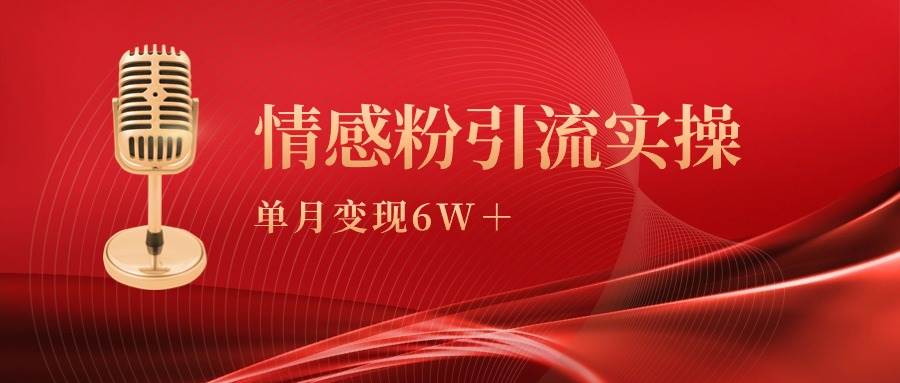 单月变现6w+，情感粉引流变现实操课即刻搞钱-网创项目资源站-副业项目-创业项目-搞钱项目即刻搞钱