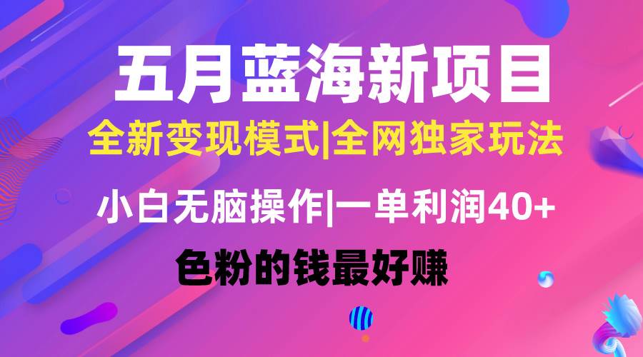 五月蓝海项目全新玩法，小白无脑操作，一天几分钟，矩阵操作，月入4万+即刻搞钱-网创项目资源站-副业项目-创业项目-搞钱项目即刻搞钱