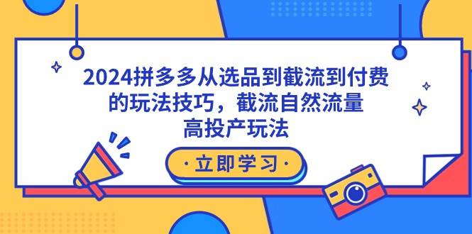 2024拼多多从选品到截流到付费的玩法技巧，截流自然流量玩法，高投产玩法即刻搞钱-网创项目资源站-副业项目-创业项目-搞钱项目即刻搞钱