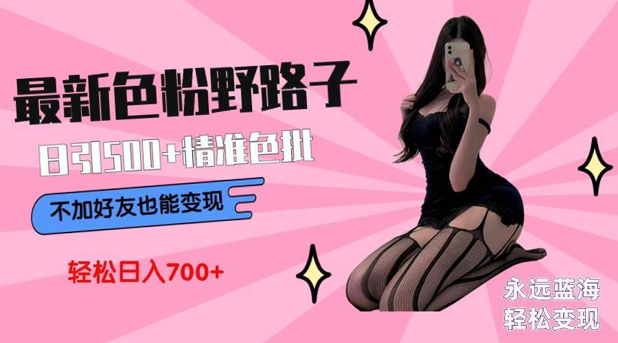 最新色粉变现野路子，日引500+老色批 可不加好友直接变现 小白轻松日入700+即刻搞钱-网创项目资源站-副业项目-创业项目-搞钱项目即刻搞钱