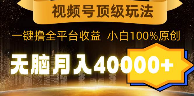 视频号顶级玩法，无脑月入40000+，一键撸全平台收益，纯小白也能100%原创即刻搞钱-网创项目资源站-副业项目-创业项目-搞钱项目即刻搞钱