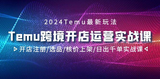 2024Temu跨境开店运营实战课，开店注册/选品/核价上架/日出千单实战课即刻搞钱-网创项目资源站-副业项目-创业项目-搞钱项目即刻搞钱