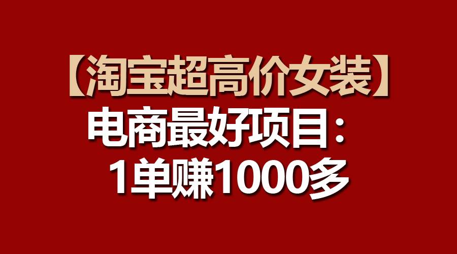 【淘宝超高价女装】电商最好项目：一单赚1000多即刻搞钱-网创项目资源站-副业项目-创业项目-搞钱项目即刻搞钱