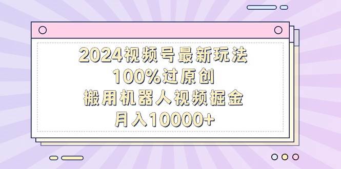 2024视频号最新玩法，100%过原创，搬用机器人视频掘金，月入10000+即刻搞钱-网创项目资源站-副业项目-创业项目-搞钱项目即刻搞钱