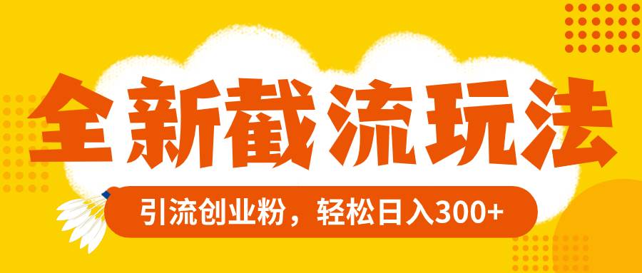 全新截流玩法，精准引流创业粉，轻松日入300+即刻搞钱-网创项目资源站-副业项目-创业项目-搞钱项目即刻搞钱