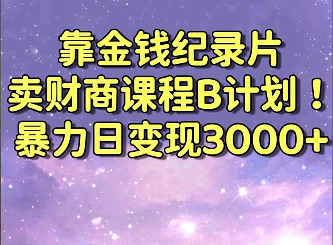 靠金钱纪录片卖财商课程B计划！暴力日变现3000+，喂饭式干货教程！即刻搞钱-网创项目资源站-副业项目-创业项目-搞钱项目即刻搞钱