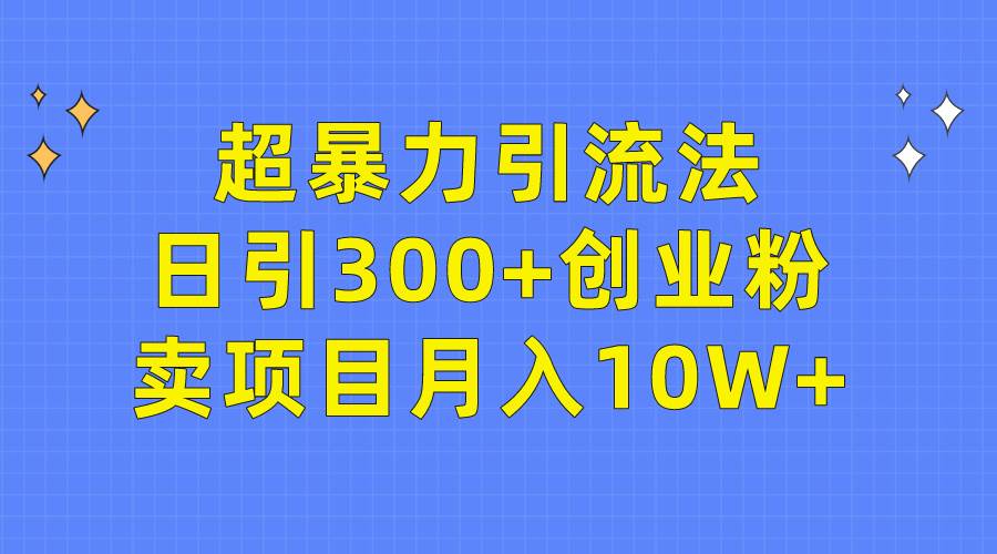 超暴力引流法，日引300+创业粉，卖项目月入10W+即刻搞钱-网创项目资源站-副业项目-创业项目-搞钱项目即刻搞钱