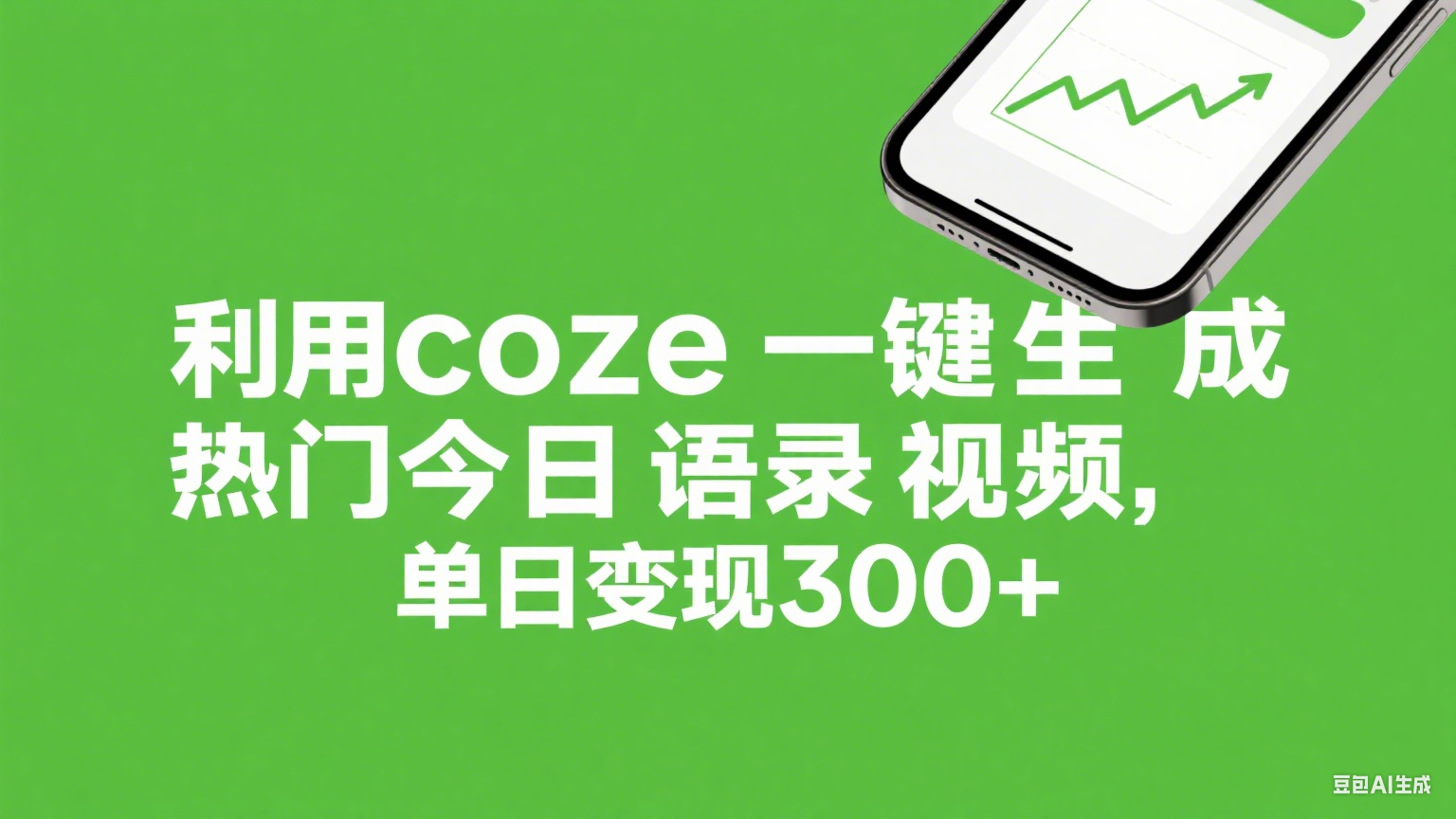 利用coze一键生成热门今日语录视频，单日变现300+即刻搞钱-网创项目资源站-副业项目-创业项目-搞钱项目即刻搞钱