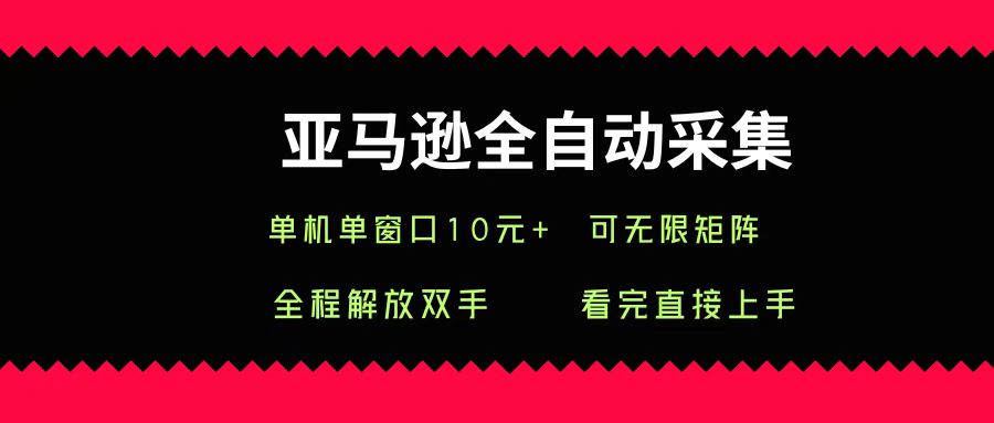 亚马逊全自动采集，单机单窗口一天10+，可无限矩阵去做即刻搞钱-网创项目资源站-副业项目-创业项目-搞钱项目即刻搞钱