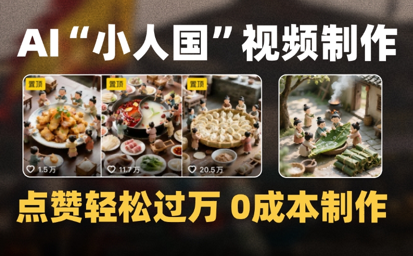 爆款1000W+微缩景观迷你小人国AI视频，0成本制作全流程教学即刻搞钱-网创项目资源站-副业项目-创业项目-搞钱项目即刻搞钱