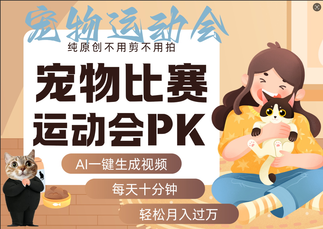 AI萌宠运动员跳水 射击 篮球 足球比赛 每天十分钟 附详细提示词文案库 代替做素材 卖提示词 卖虚拟资料 卖宠物产品 做宠物私人定制产品 带徒弟 带陪跑 卖课 创作者分成 月入5W+即刻搞钱-网创项目资源站-副业项目-创业项目-搞钱项目即刻搞钱