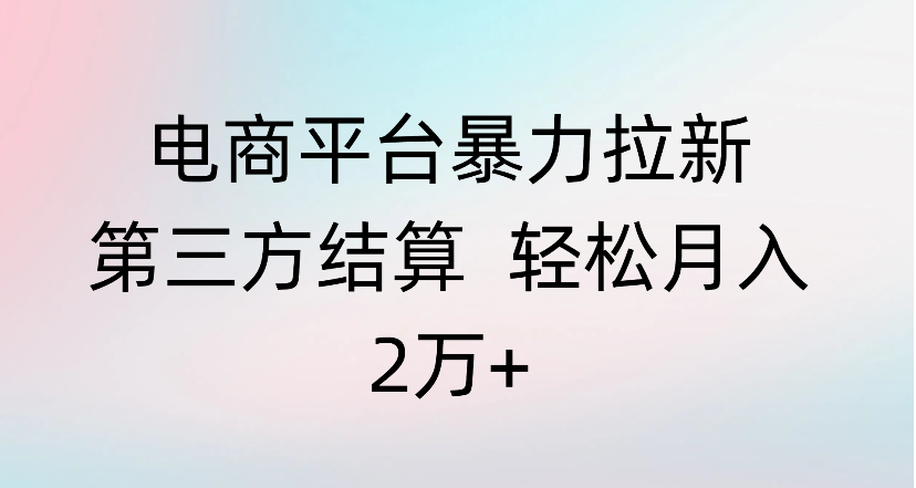 电商平台暴力拉新第三方结算 轻松月入2万+即刻搞钱-网创项目资源站-副业项目-创业项目-搞钱项目即刻搞钱