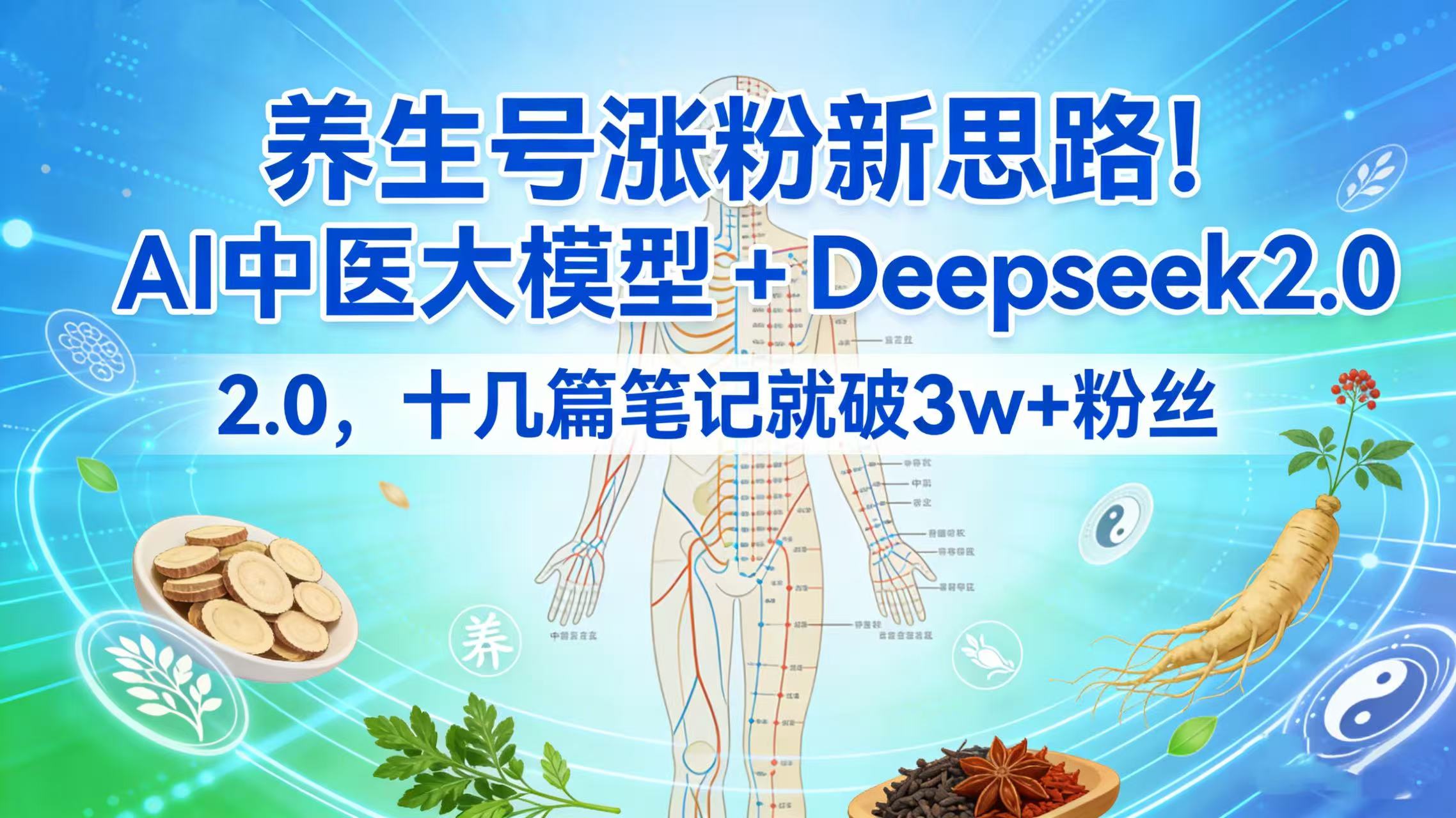 养生号涨粉新思路！AI 中医大模型 + Deepseek 2.0，十几篇笔记就破 3w + 粉丝即刻搞钱-网创项目资源站-副业项目-创业项目-搞钱项目即刻搞钱
