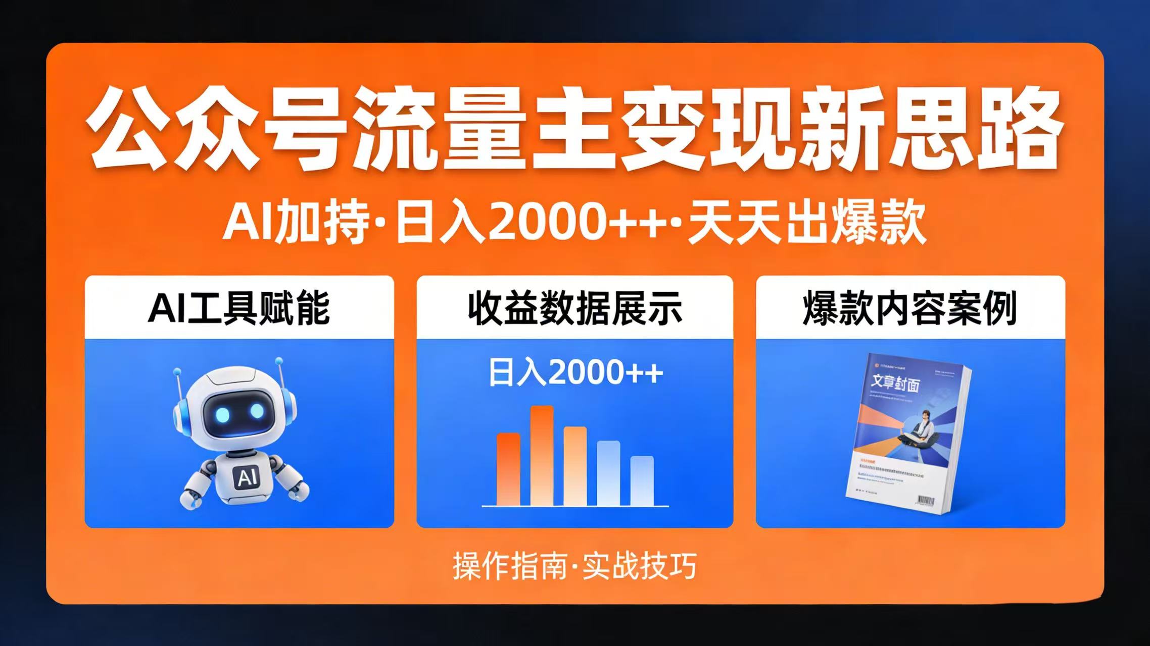 公众号流量主变现新思路:AI 加持,日入 2000++ 天天出爆款即刻搞钱-网创项目资源站-副业项目-创业项目-搞钱项目即刻搞钱