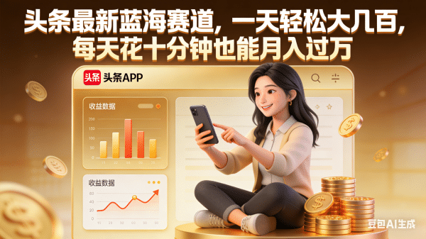 头条最新蓝海赛道，一天轻松大几百，每天花十分钟也能月入过万即刻搞钱-网创项目资源站-副业项目-创业项目-搞钱项目即刻搞钱