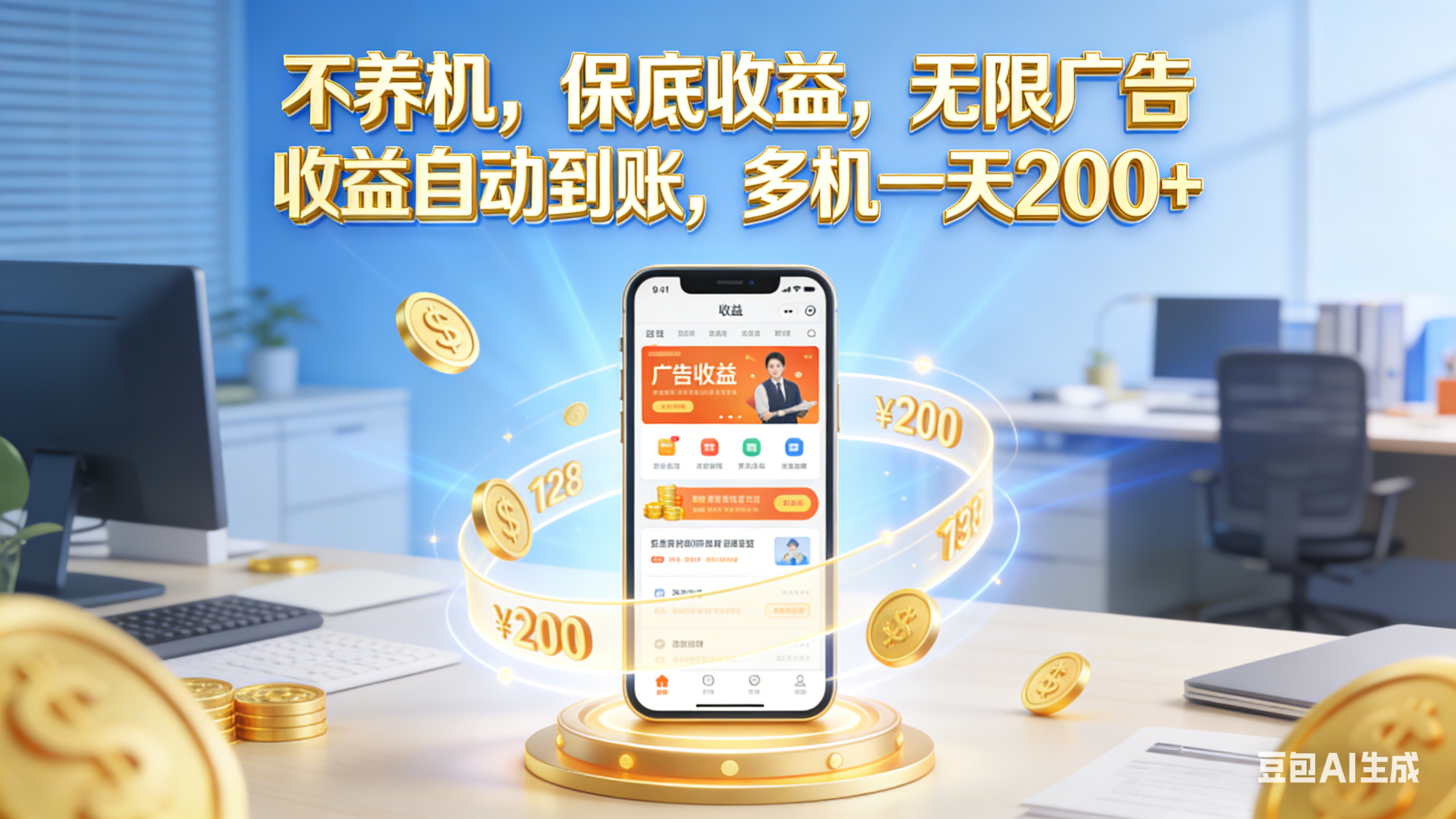 不养机，保底收益，无限广告，收益自动到账，多机一天200+即刻搞钱-网创项目资源站-副业项目-创业项目-搞钱项目即刻搞钱